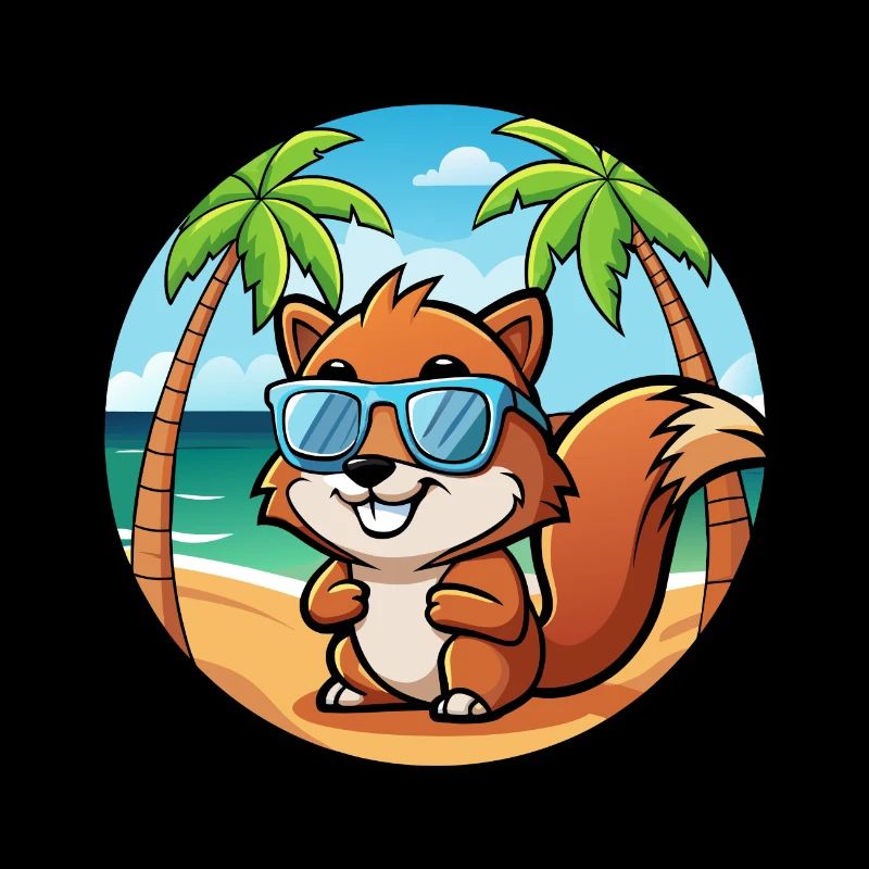 Squirrel Funny Cartoon Summer Beach Sunglasses