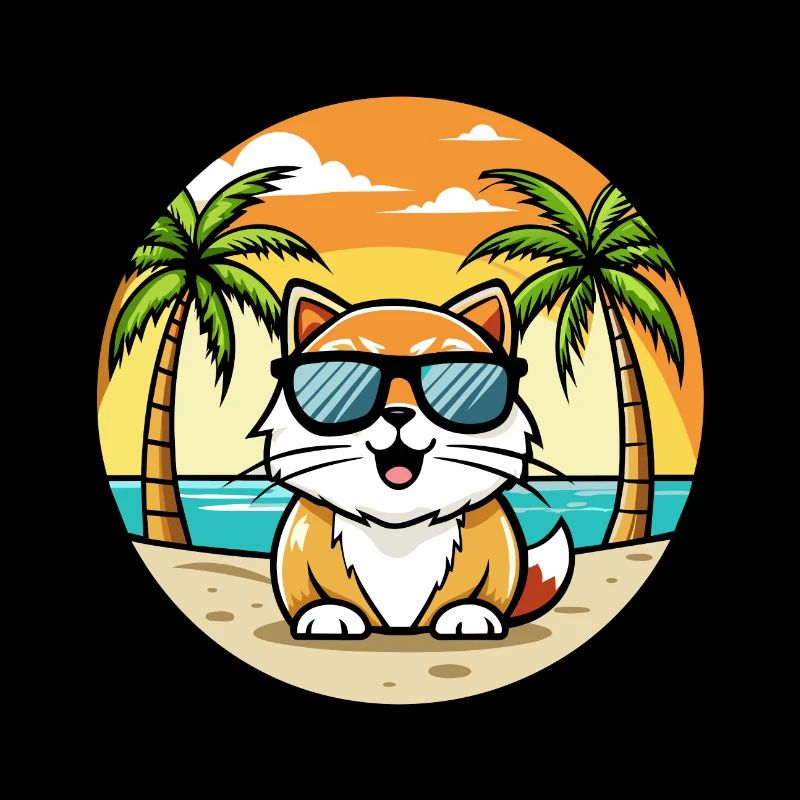 Lunettes de soleil de race de chat persan de dessin animé plage