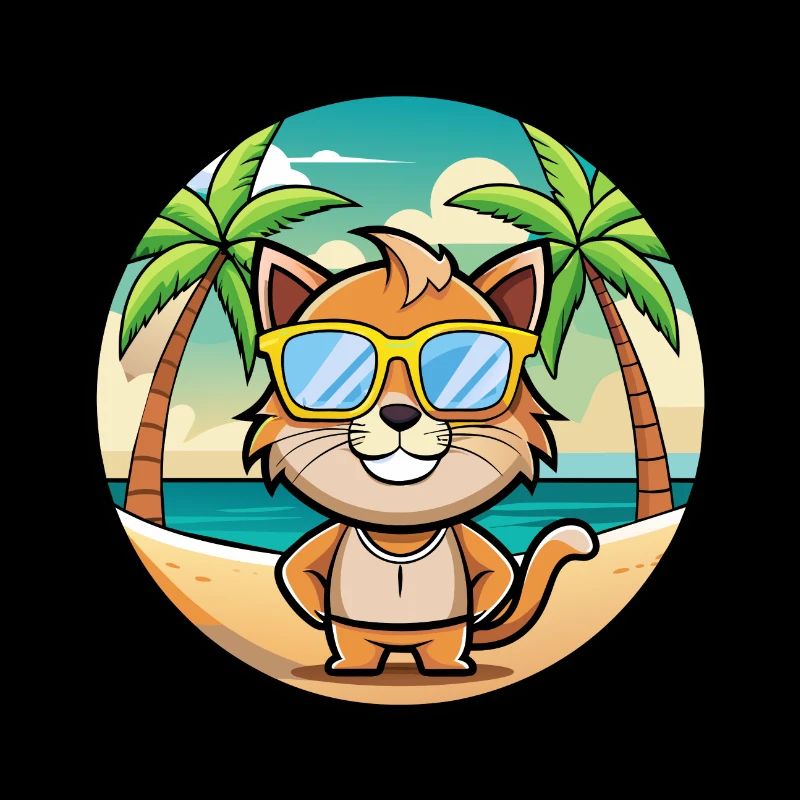 Pixie Bob Cat Breed Cartoon Sunglasses Beach