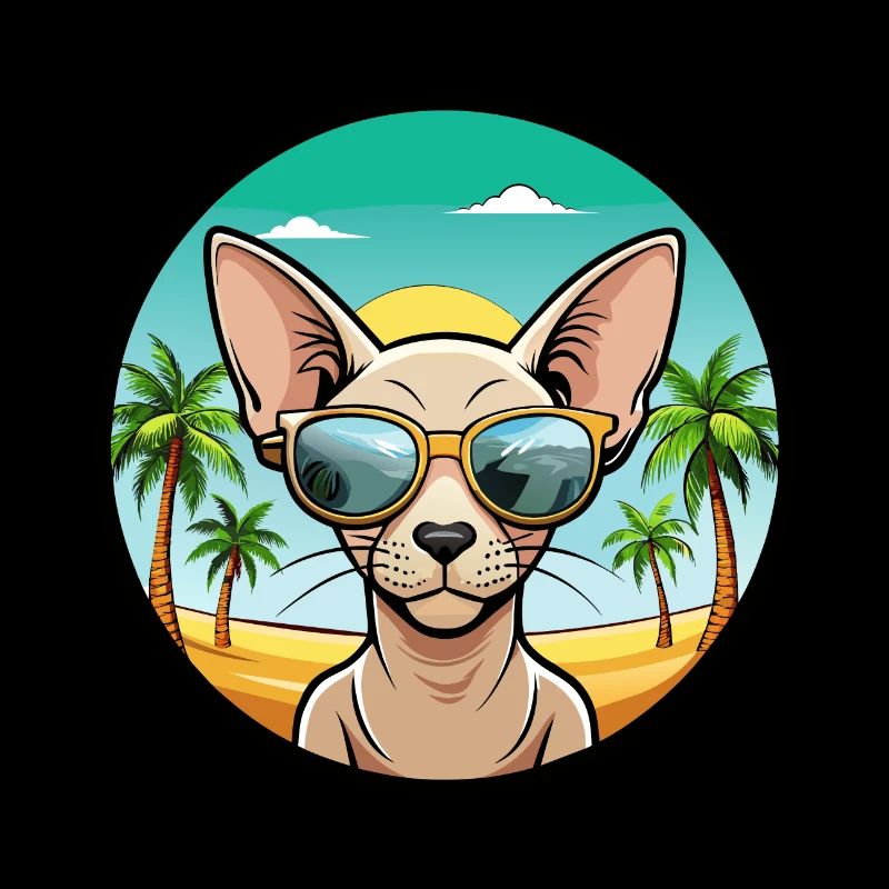 Peterbald Cat Breed Cartoon Lunettes de soleil Beach
