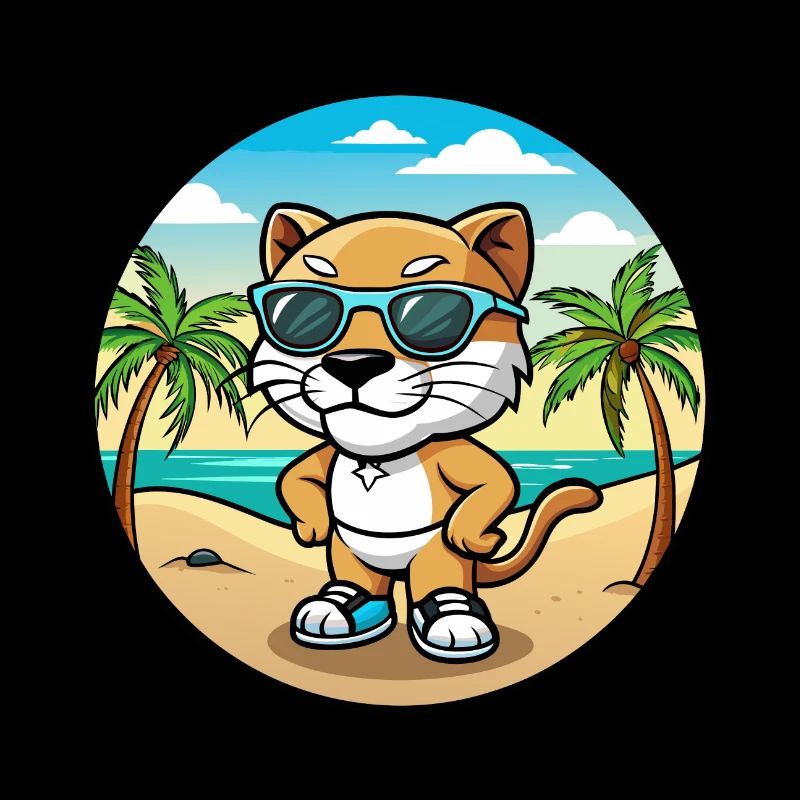 Bébé Chat Race Dessin Animé Lunettes De Soleil Plage