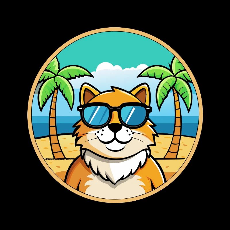 Ragamuffin Cat Breed Cartoon Sunglasses Beach