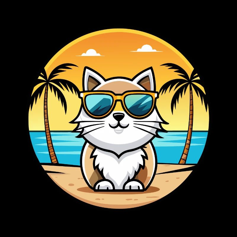 Lunettes de soleil de race de chat persan de dessin animé plage