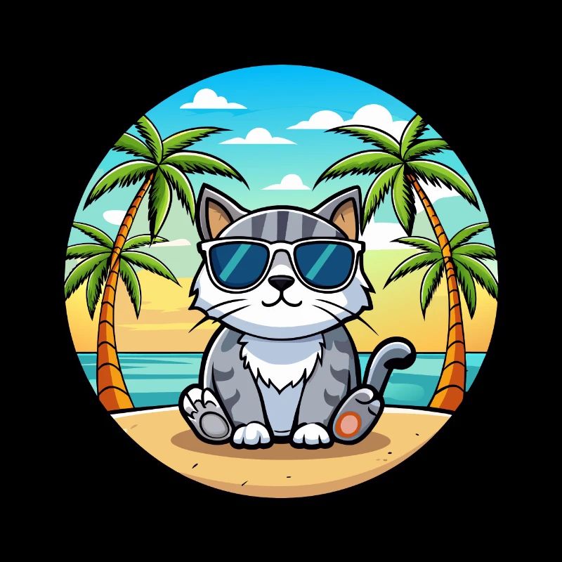 Scottish Fold Cat Breed Cartoon Lunettes de soleil Beach
