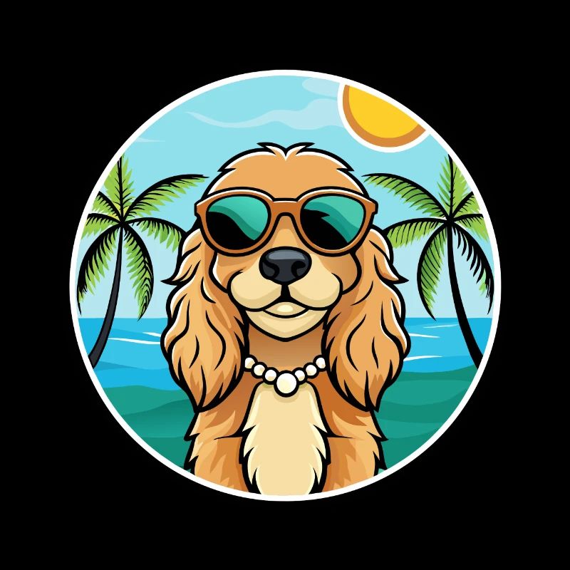 Cocker américain Spaniel Race de chien Cartoon Beach