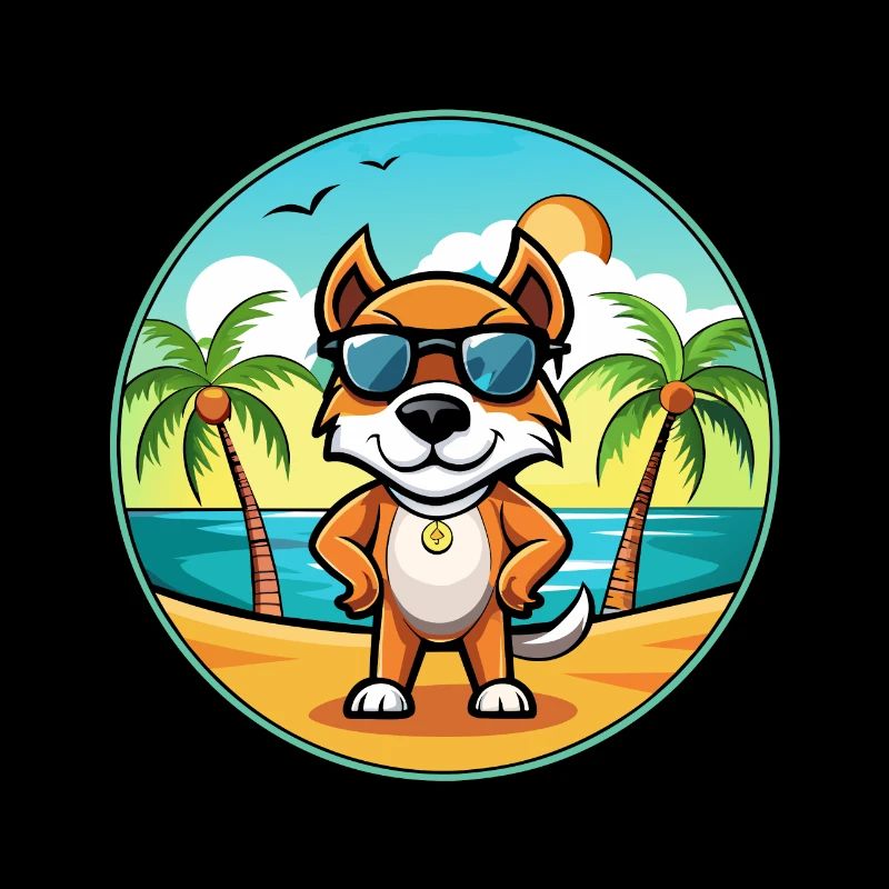 Pointer Chien Race Dessin Animé Lunettes De Soleil Plage