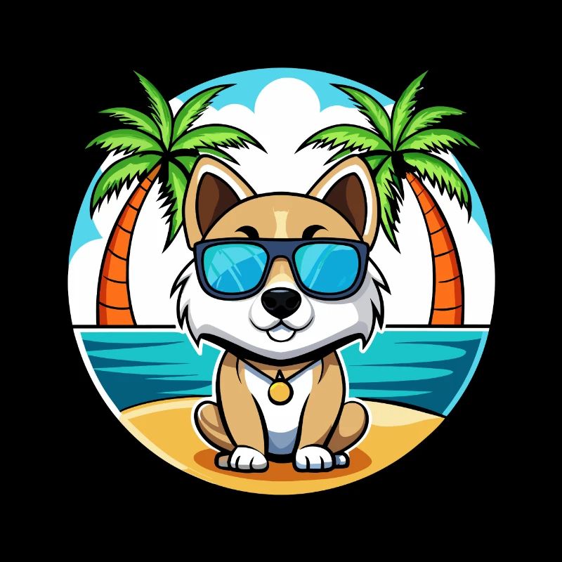 Akbash Chien Race Dessin Animé Lunettes De Soleil Plage