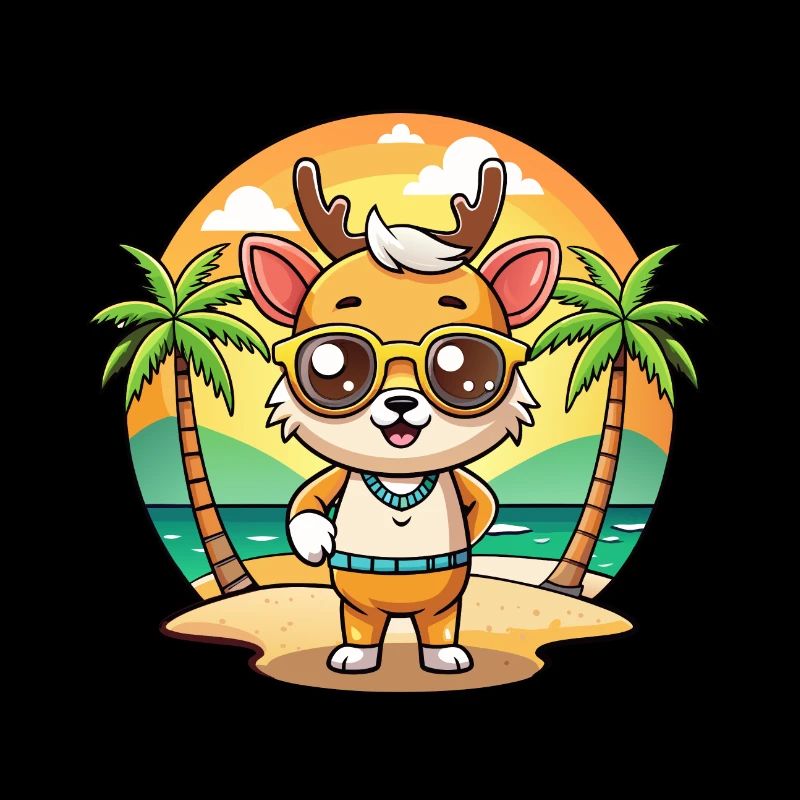 Lunettes de soleil de plage d’été de dessin animé drôle de cerf