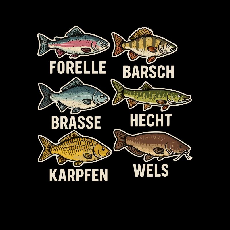 Fischarten Übersicht – Angler Design mit Forelle