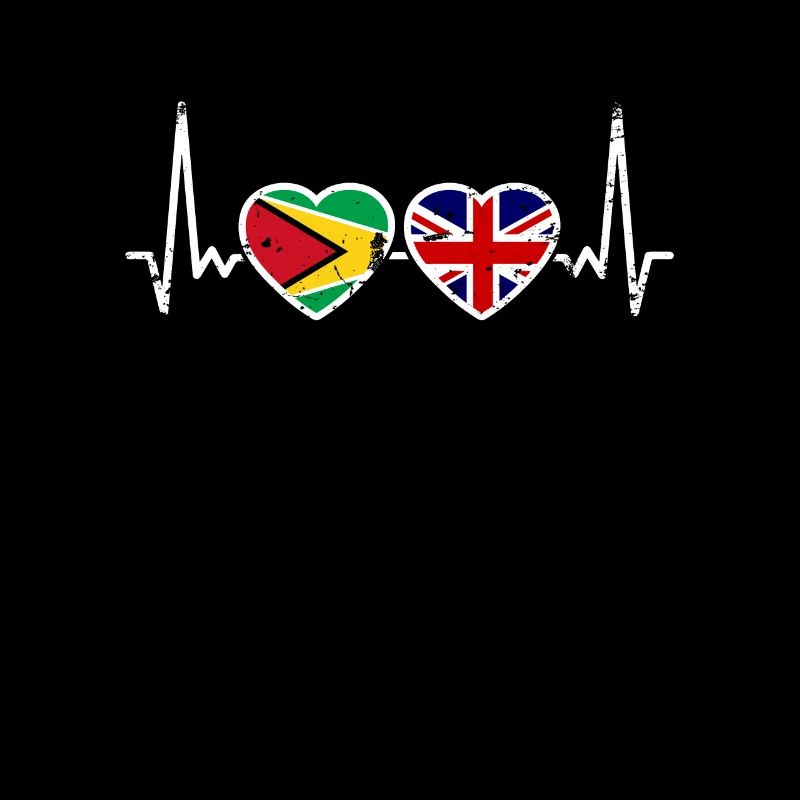 Guyane Royaume-Uni Vintage Heartbeat drapeau guyanais