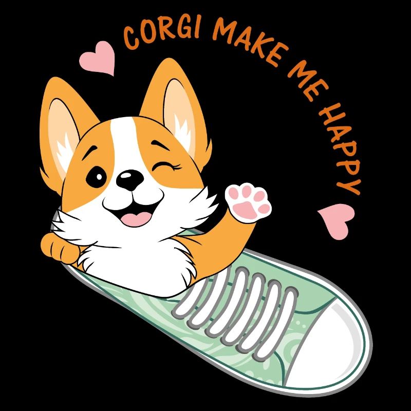 Cartoonish welcoming corgi