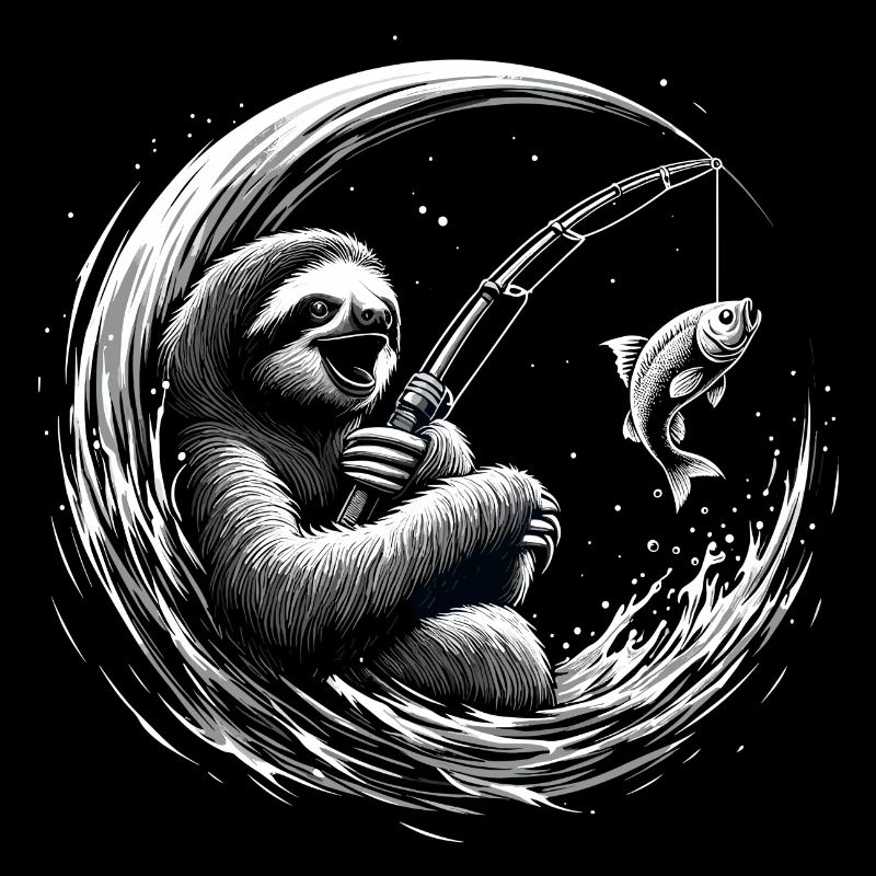 Fishing Sloth Angler Gift