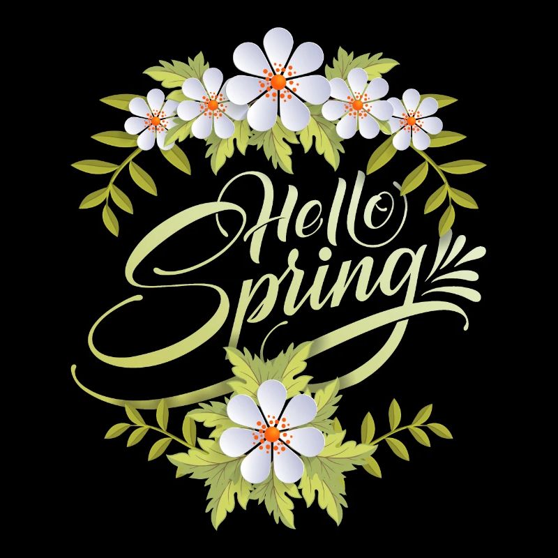 Frühling, Spruch Hello-Spring, Typografie Blumen