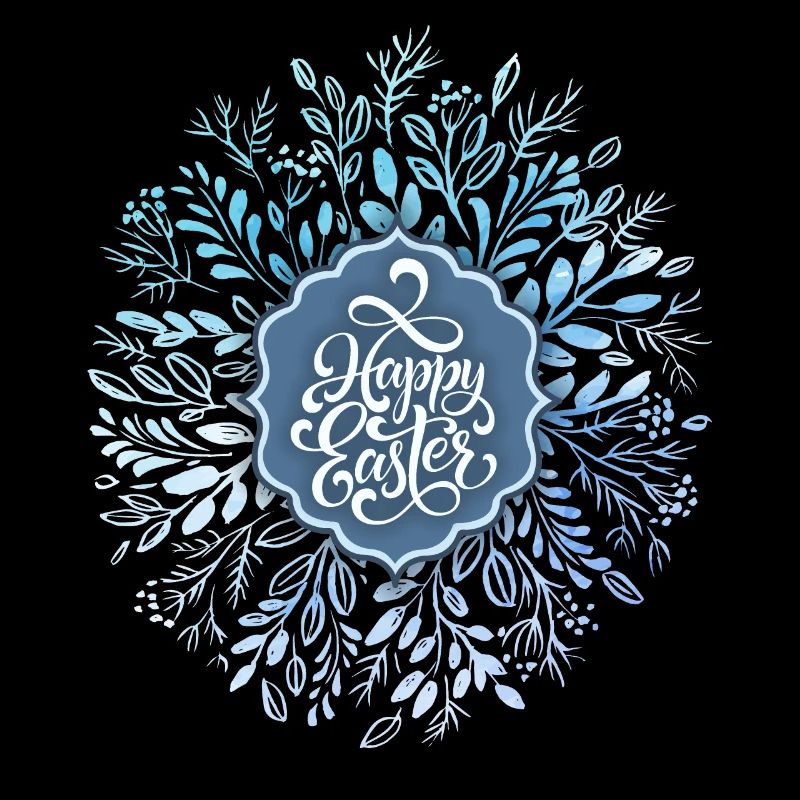 Happy Easter, Easter wreath, watercolor, calligraphy