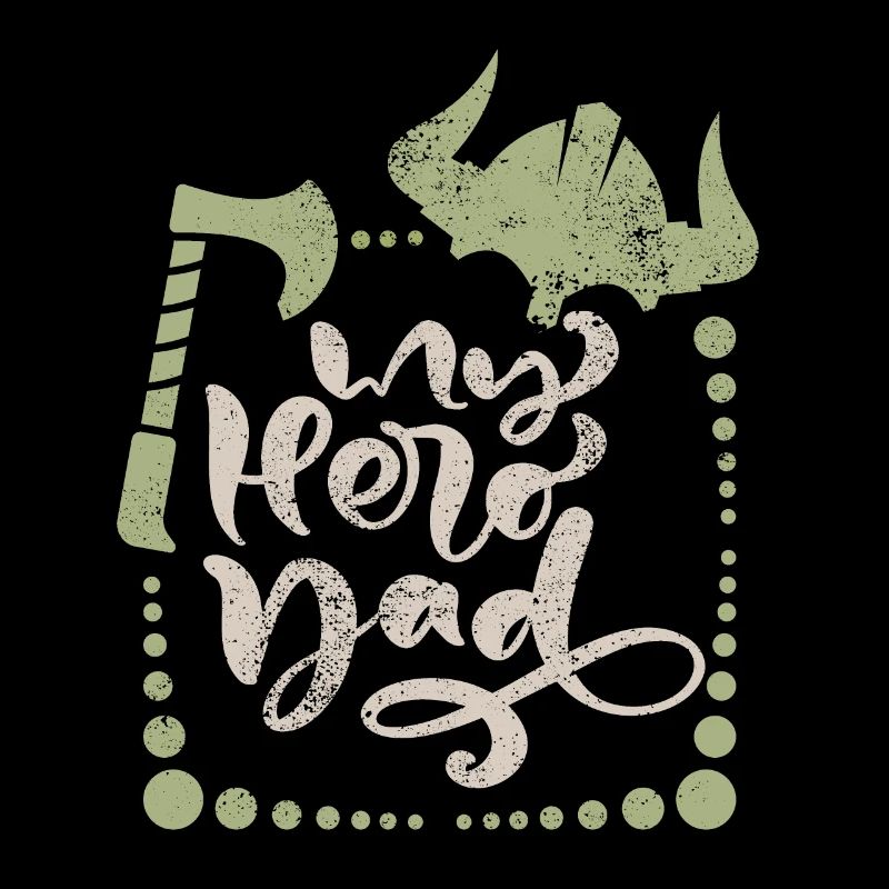 Wikinger Vatertag Spruch mit Wikinger-Helm und Axt