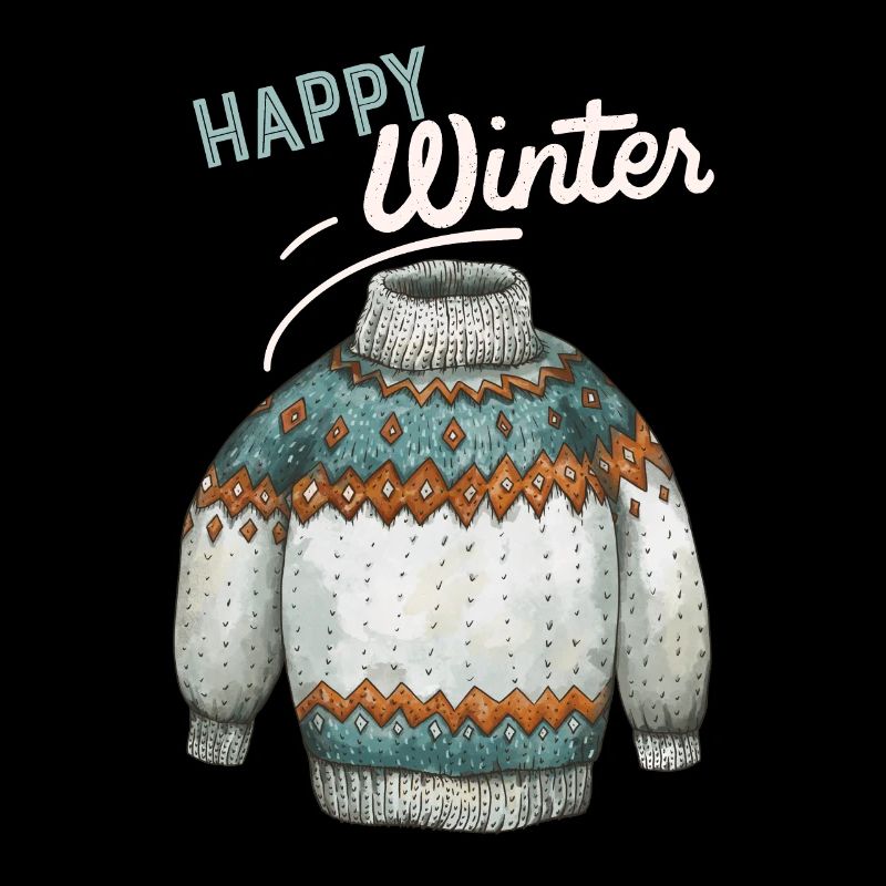 Winter-Design, Strick Pullover Happy-Winter Spruch