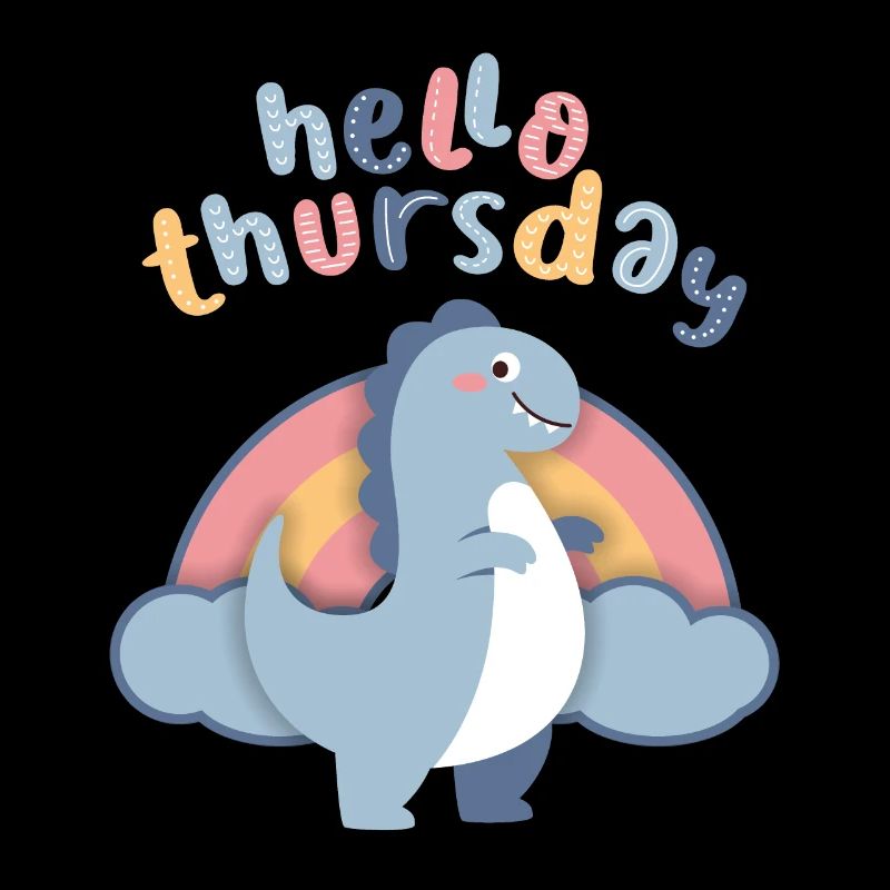 Kawaii Dinosaurier. Regenbogen, Hello-Thursday