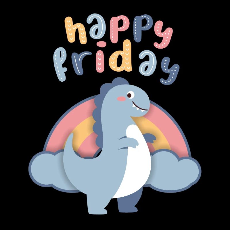 Kawaii dinosaurs. Rainbow, Happy-Friday