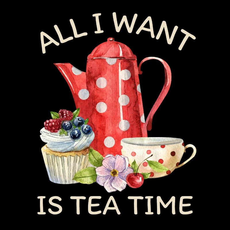 Teetrinker, Tee mit Teekanne und Cupcake