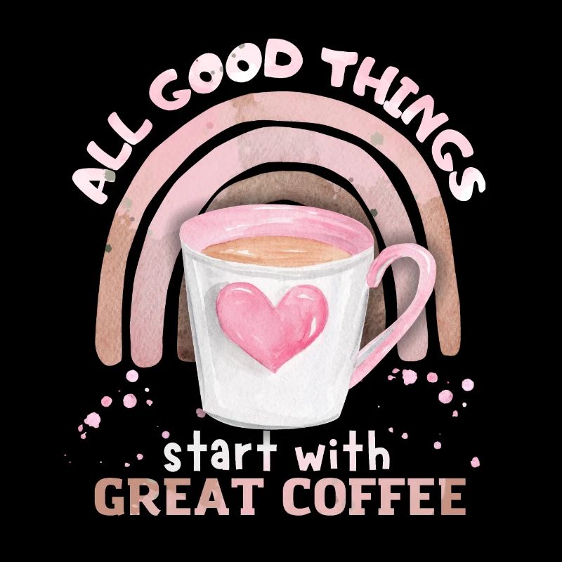 Kaffee, Kaffeetasse mit Regenbogen und Herz Spruch