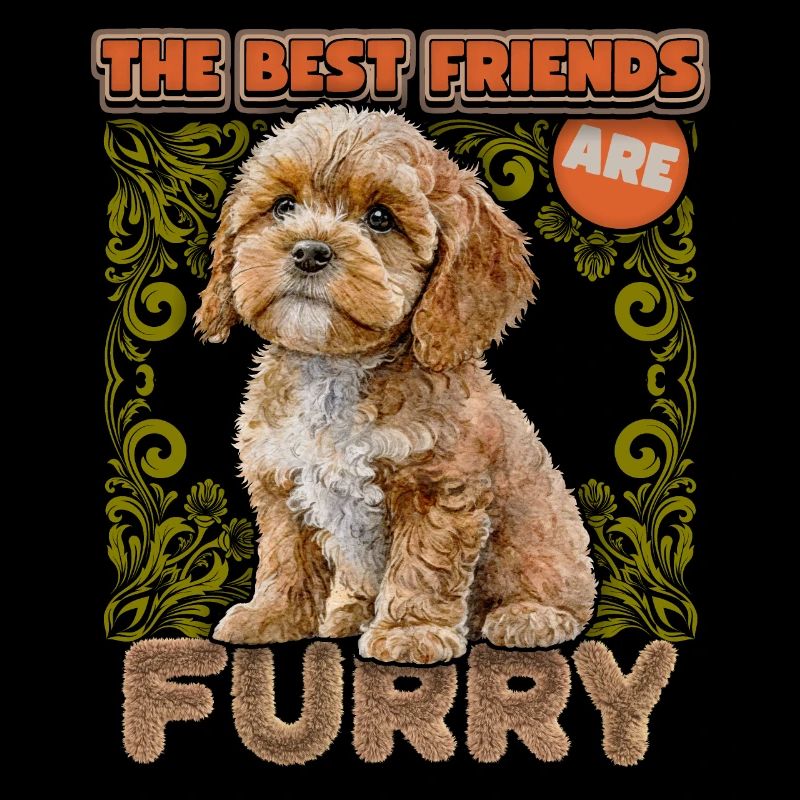 Cavapoo Welpe, vintage Aquarell, Hund, Spruch