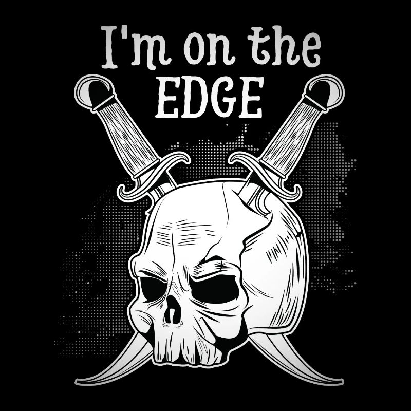 Funny skull, skull with dagger, saying