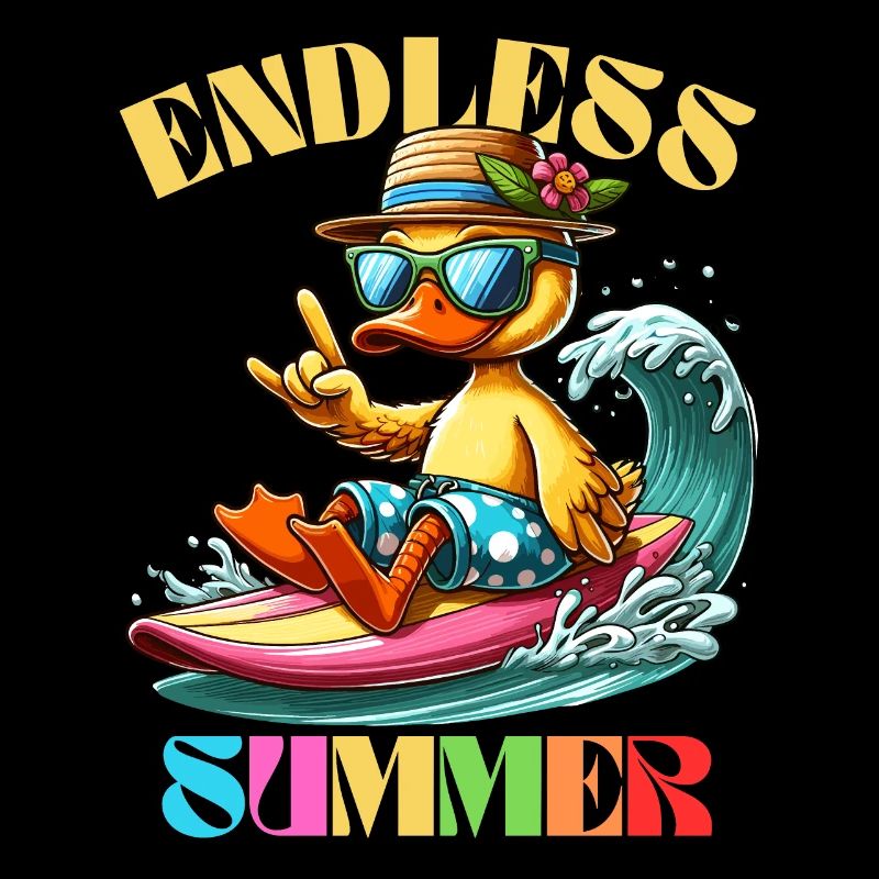 Été surf canard planche de surf vague vacances mer plaisir