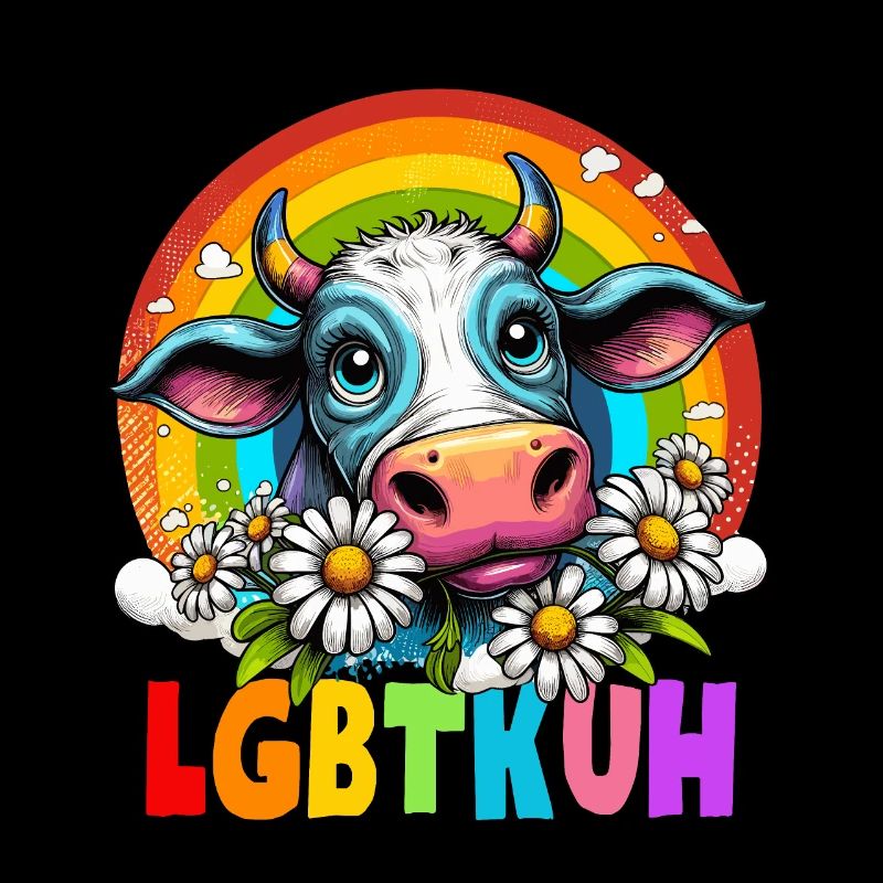 LGBTQ vache arc-en-ciel CSD fleur mode de vie drôle