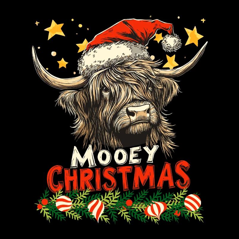 Christmas Scottish Highlands Cattle Moo Funny