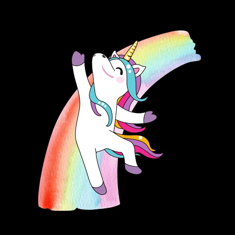 Buntes Einhorn vor Regenbogen