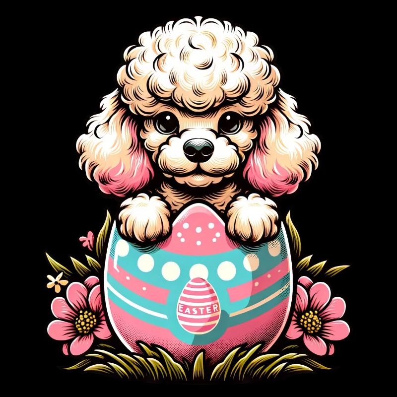 Ostern Ei Osterei Hund Pudel schlüpft aus dem Ei