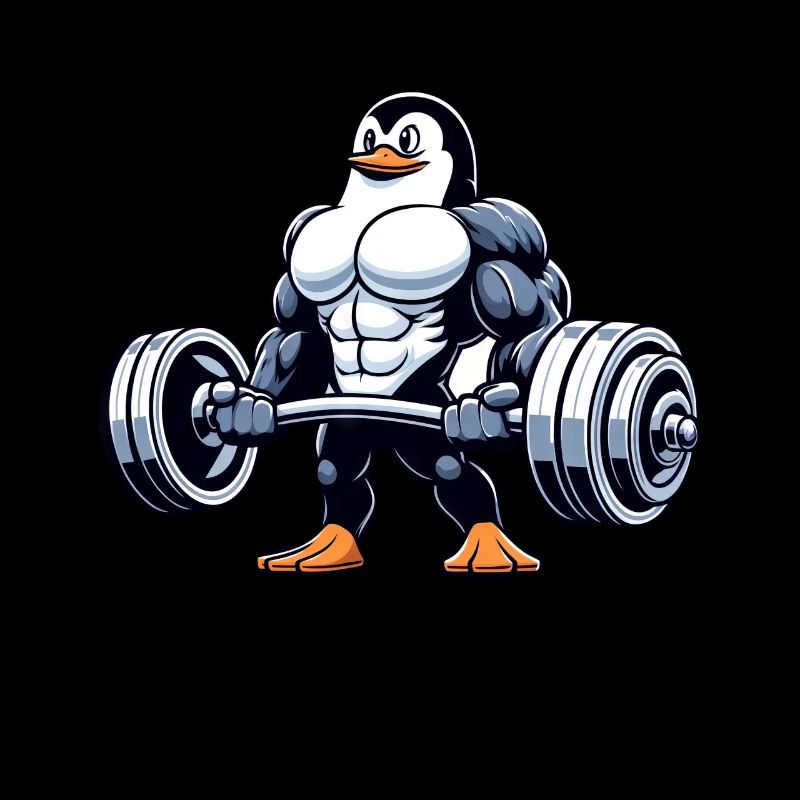 Penguin strength training with dumbbell