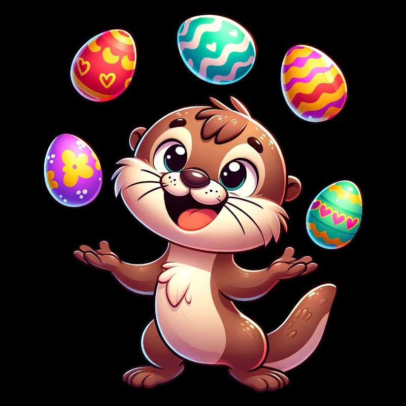 Easter Otter Juggling Easter Eggs,