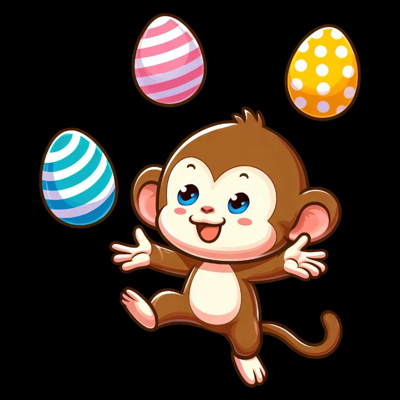 Easter Monkey Easter Egg Juggler Artist Design