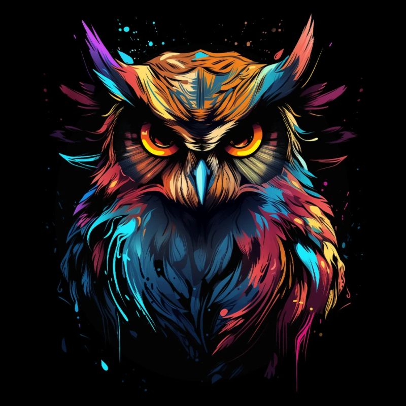 Hibou éclaboussures oiseau multicolore