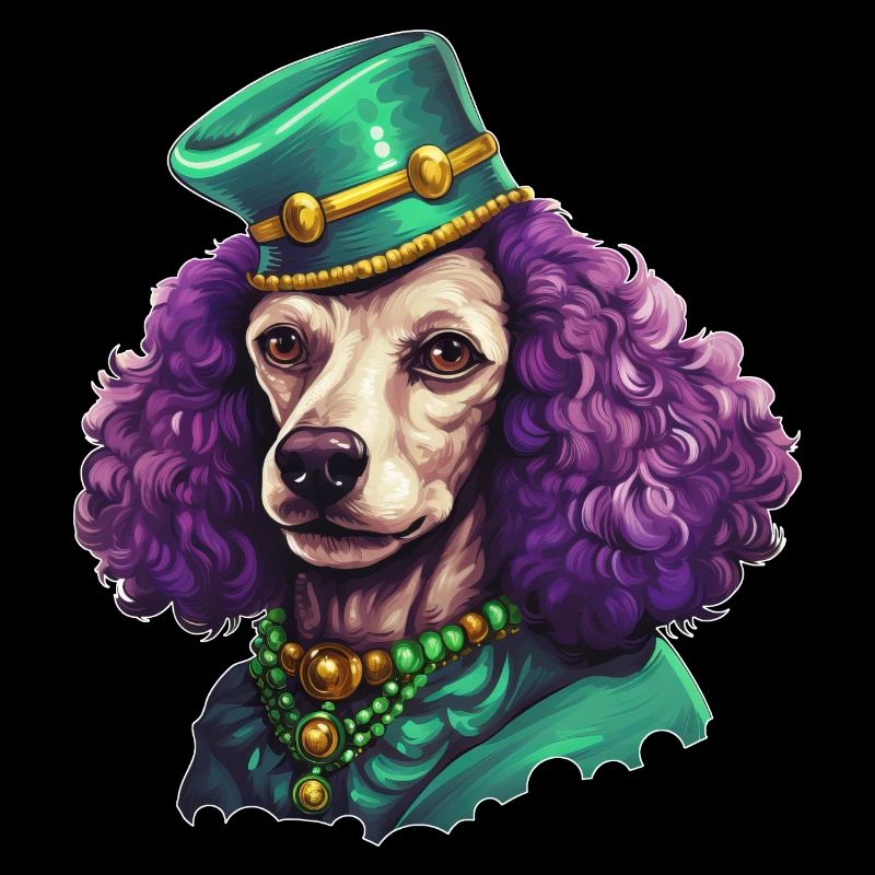 Caniche élégant de Mardi Gras