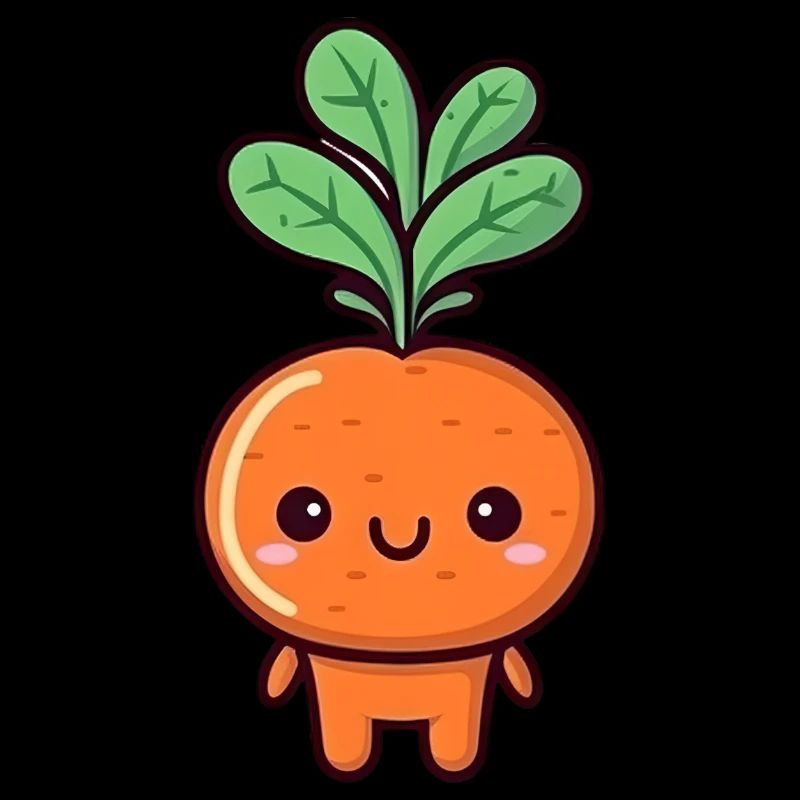 Mignon Kawaii Carrot Face - Design rond