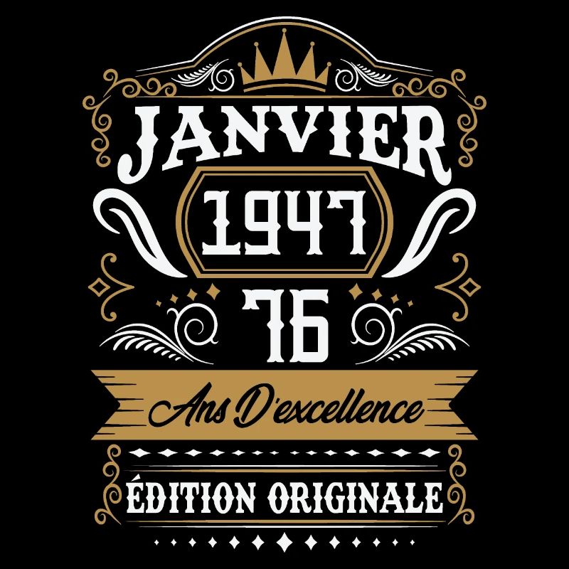 January 1947 76 years retro birthday gift