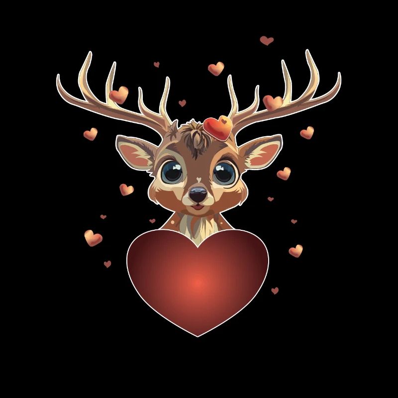 Heart Comic Deer Valentine's Day Gift Wild