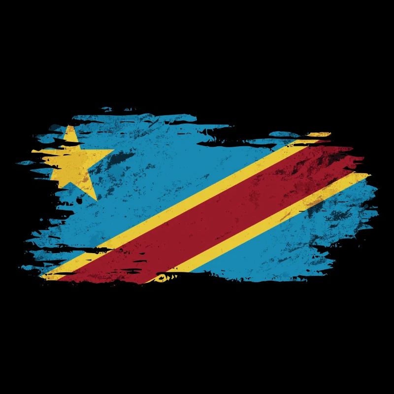 Congo - National Flag, Brush Effect