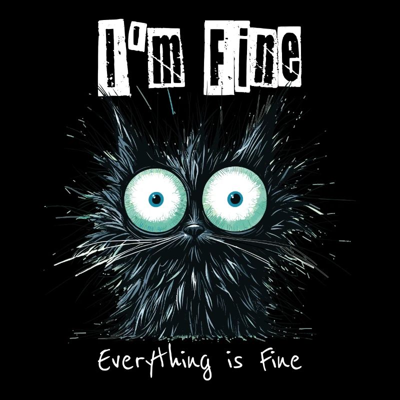 Zerzauste Katze I'm Fine Everything is Fine