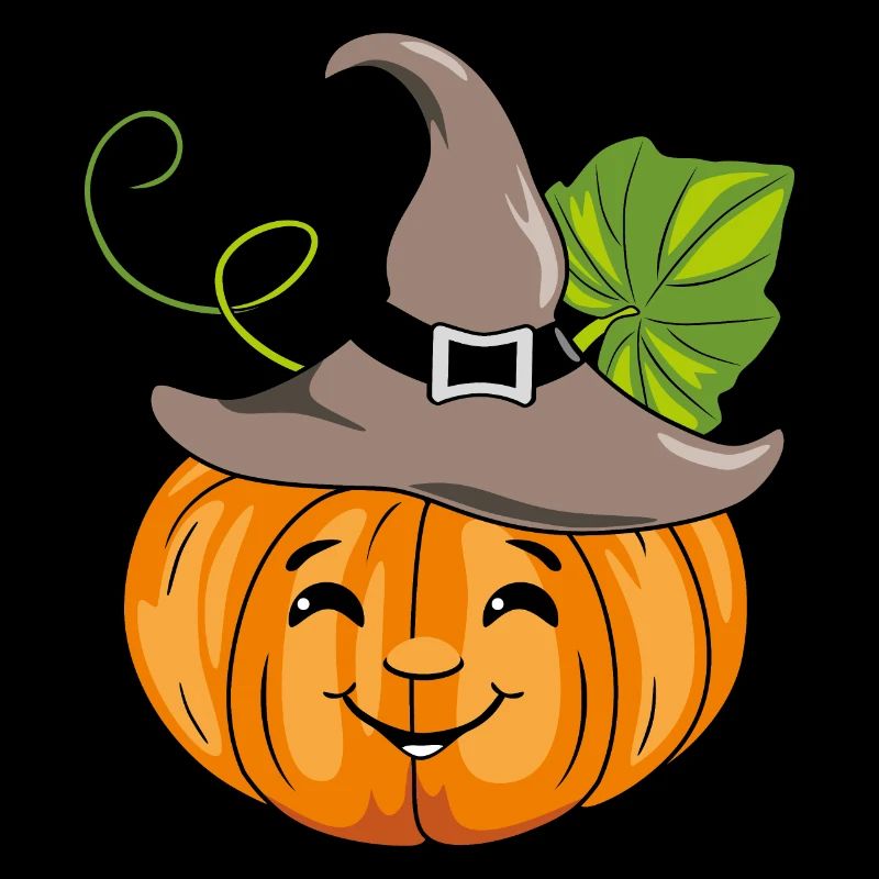 Cartoonish smiling pumpkin with hat