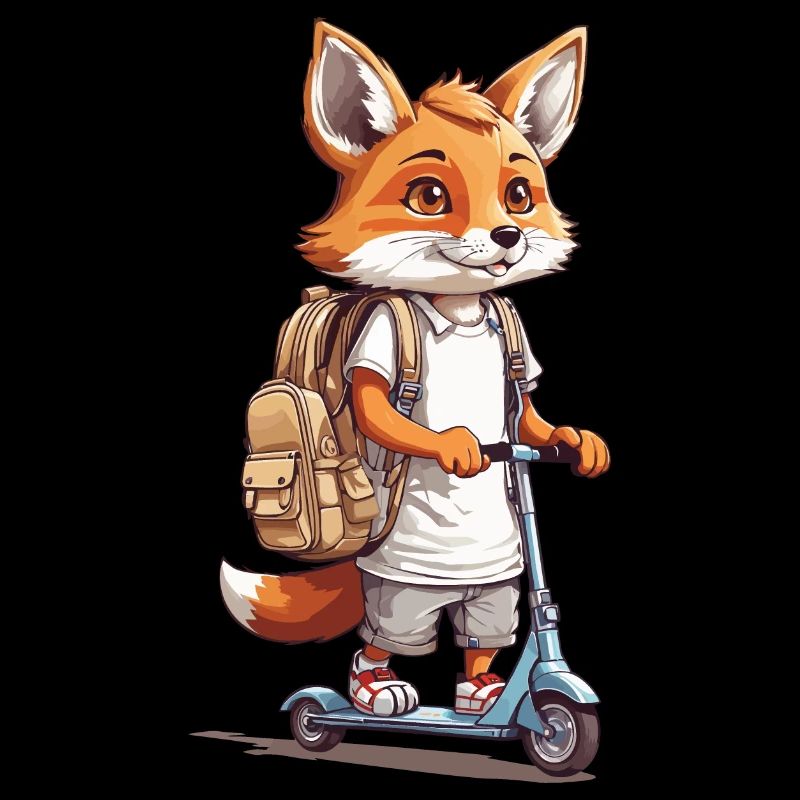 Schulweg Fuchs Einschulung Roller Abenteuer Design