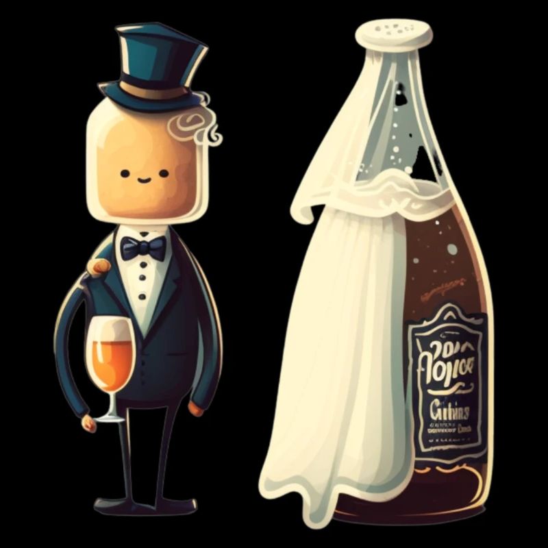 Bräutigam heiratet eine Bierflasche