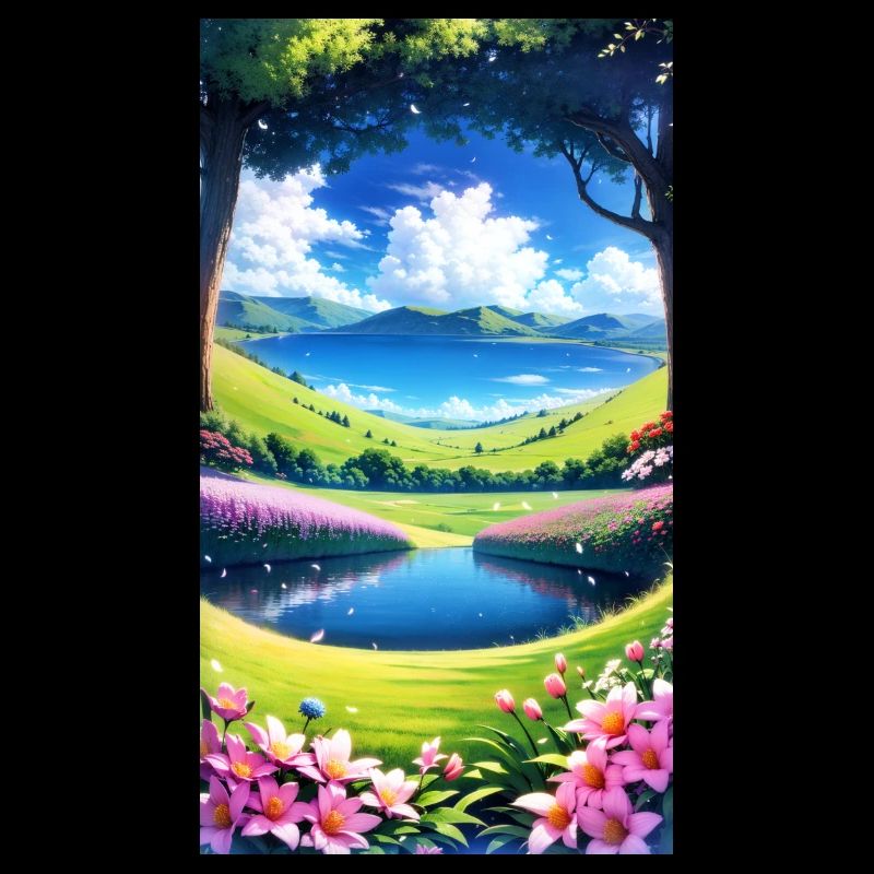 Landschaft mit 4 Bereichen, Generative KI