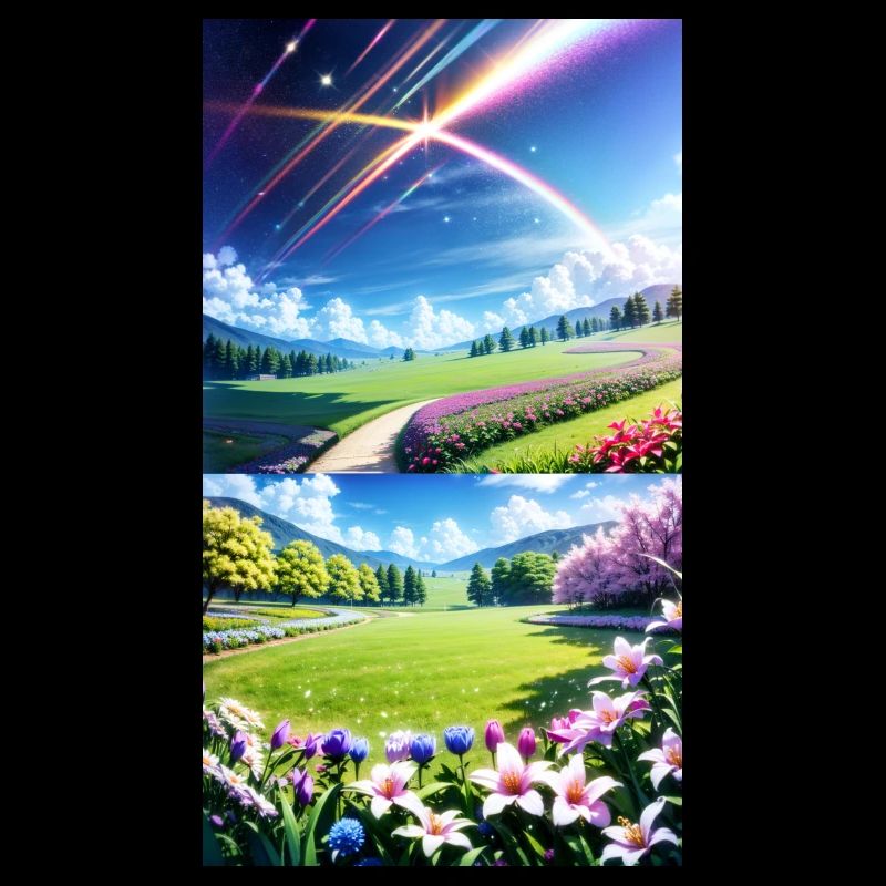 Landschaft mit 4 Bereichen, Generative KI