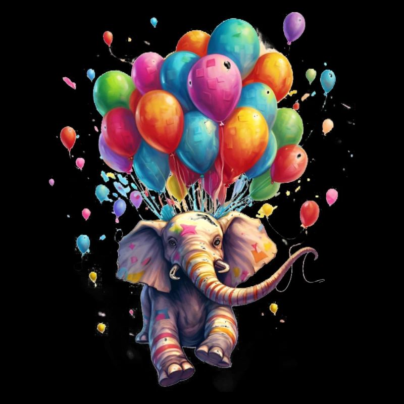 Eléphant volant avec ballons