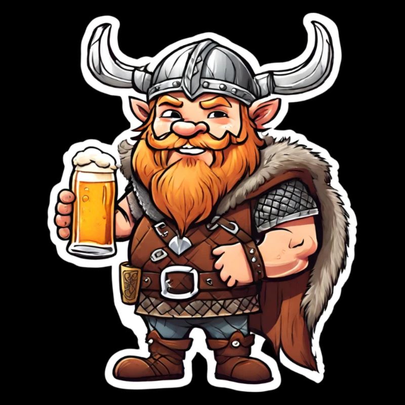 Cheerful Viking with beer