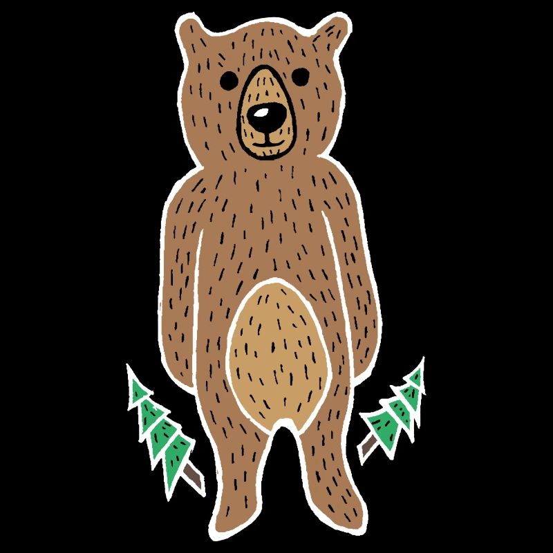 Ours drôle et mignon dans la forêt (bordure blanche)