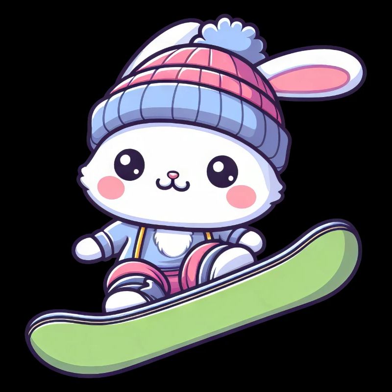Conception d'aventure hivernale de snowboarder de lapin de neige